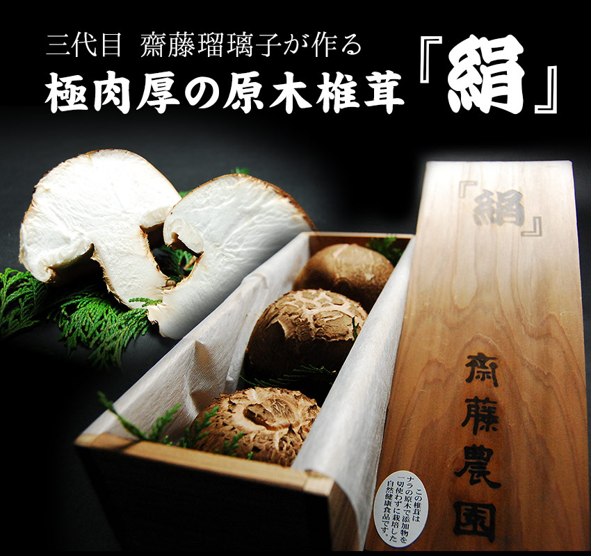 三代目 齋藤瑠璃子が作る極肉厚の原木椎茸『絹』