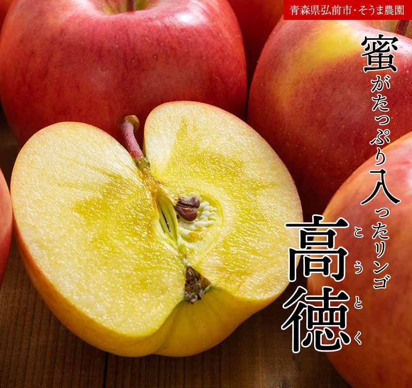 青森県弘前市・そうま農園 蜜がたっぷり入ったリンゴ「高徳」