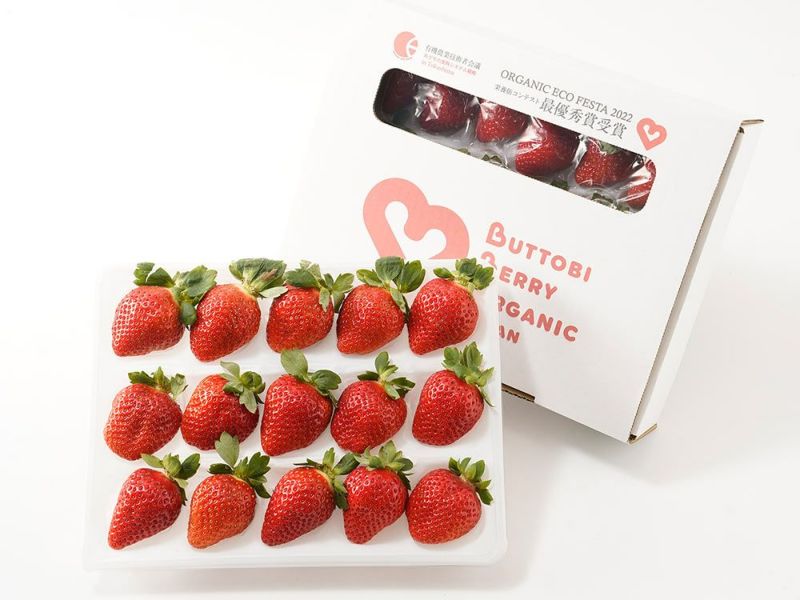 BUTTOBI BERRY ORGANIC・オーガニック苺【さちのか】中粒18粒（380g